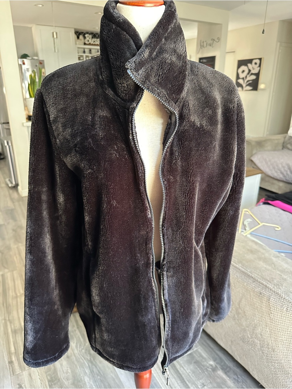 32 Degrees Plush Full-Zip Jacket in Dark Brown